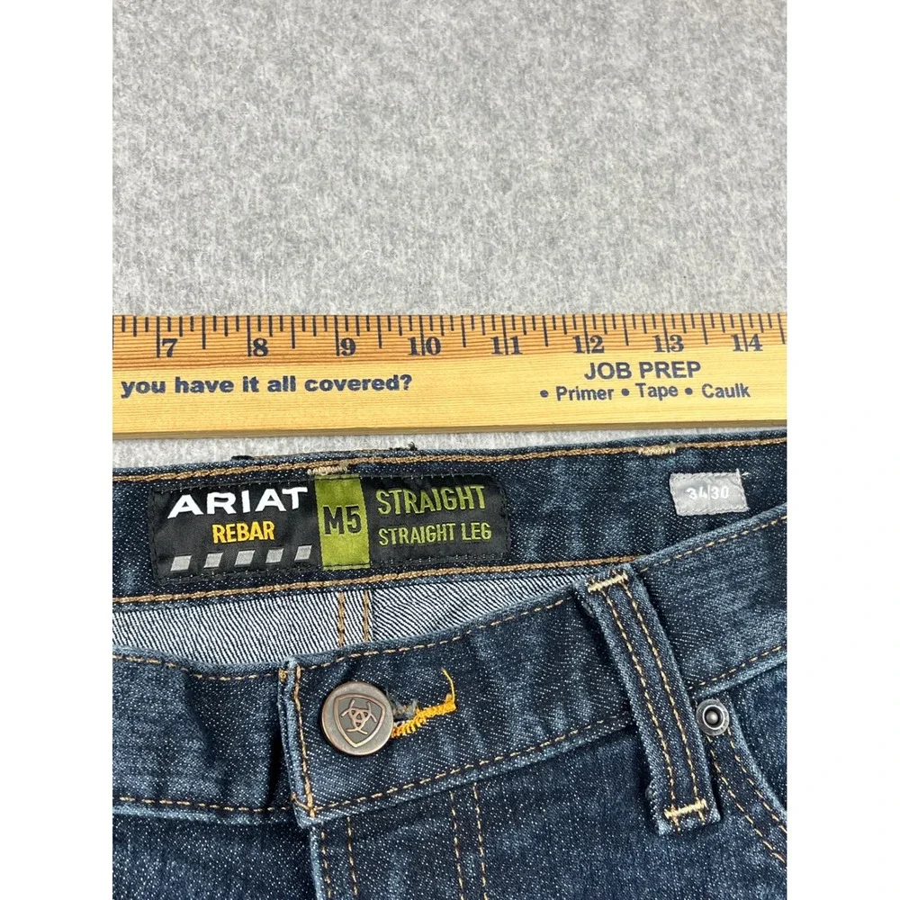 Ariat Rebar M5 Jeans Mens 34x30 Blue Straight Leg Denim Workwear Pants